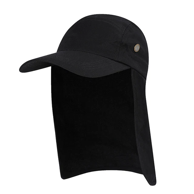 Unisex Fishing Hat Sun Visor Cap Sun Protection with Ear Neck Cover (Black) FS2#