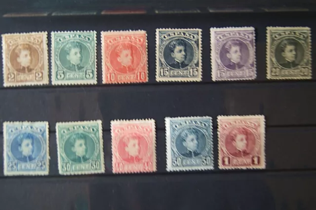 España 1901 Alfonso Xiii  11 Valores De La Serie Del Cadete Edifil 241/255* Fija