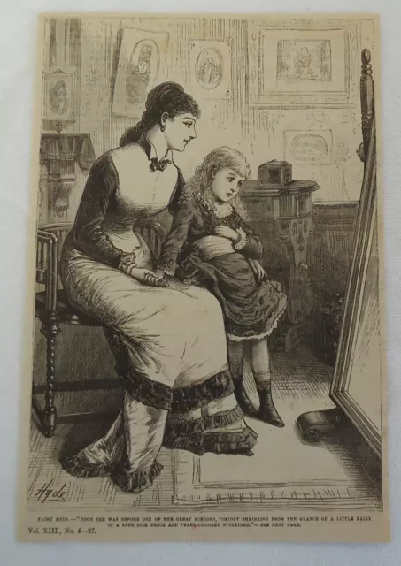 1882 Rivista Incisione ~ Fairy Enid,Donna + Piccolo Girl Sit IN Davanti Di