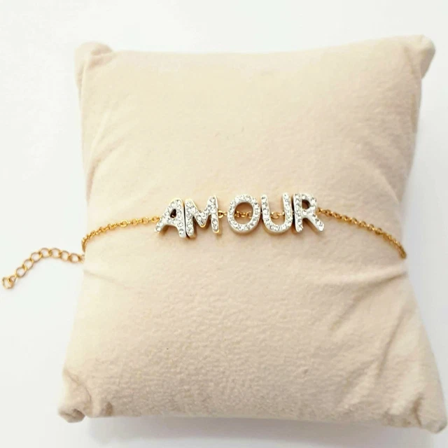 Bracciale da donna braccialetto in acciaio catena oro  con  charm lettere amore