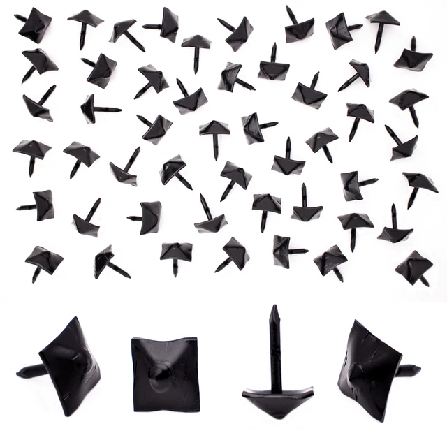 10 Pack Square Pyramid Door Clavos Decorative Nails 1" Rustic Hammered Iron
