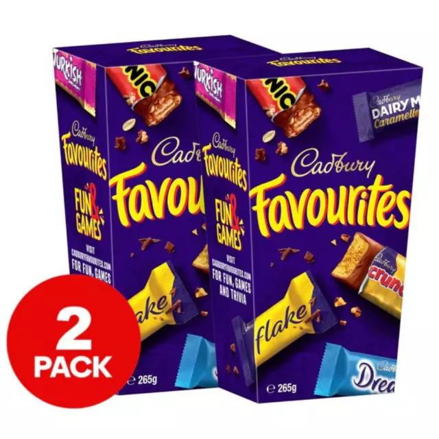 2 x Cadbury Favourites 265g Dairy Milk Crunchie Picnic Moro Chocolate Snack New