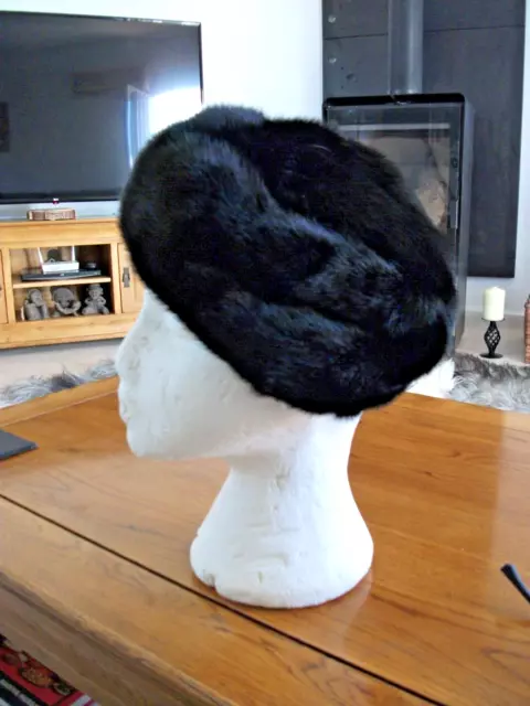 Vintage Black Mink Beret Hat..By Mitzi Lorenz of London.,Very  Chic & Wearable