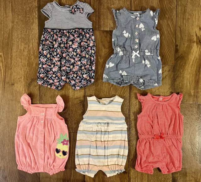 Baby Girl Clothes Lot 3 Mo Romper One PC Outfits Bundle Carters Summer Pineapple