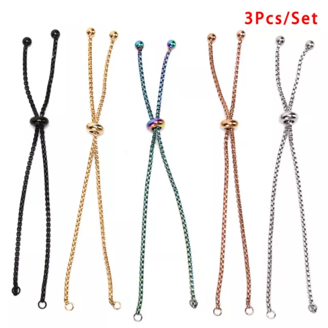 3Pcs/Set Stainless Steel Adjustable Slider Chain DIY Jewelry Making Bracelets SC