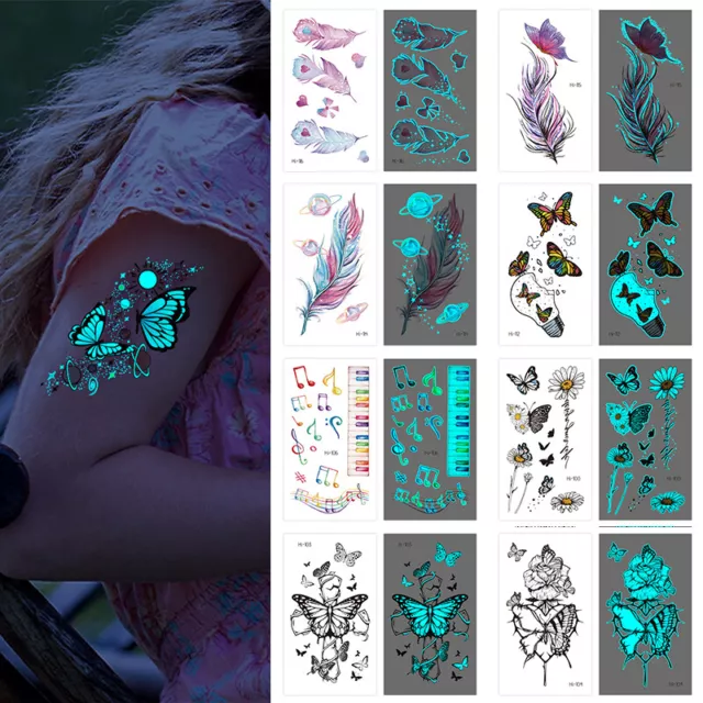 Luminous Womens Tattoo Temporary Tattoos Sticker Fake Tatoo Body Art Waterproof