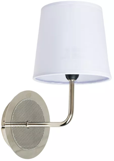 Applique murale abat jour tissu blanc socle metal Luminaire 1 spot lumière