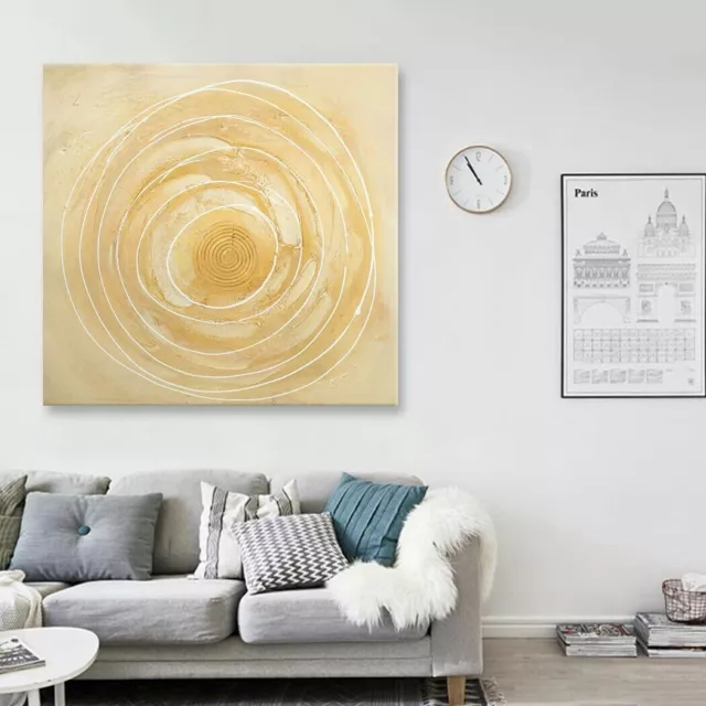 Framed Modern Abstract Oil Painting On Canvas Wall Art Decor Hand Paint Circles