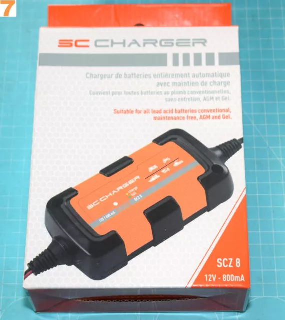 chargeur de Batterie SC CHARGER 12V  0.8A SCZ 8 auto avec maintien de charge