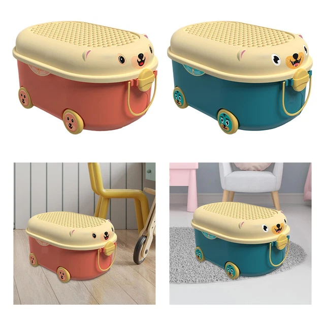 Toy Storage Box with Wheels Multipurpose Cute for Nursery Room Playroom Book