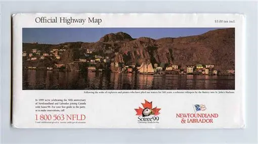 Official Highway Map Newfoundland & Labrador Soiree 99