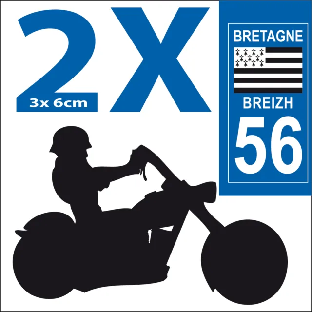 2 stickers autocollants style plaque immatriculation moto Département 56