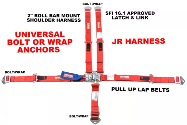 Racer Direct Q-M Racing 2" Harness Sfi 16.1 5 Point Latch & Link Seat Belt Red