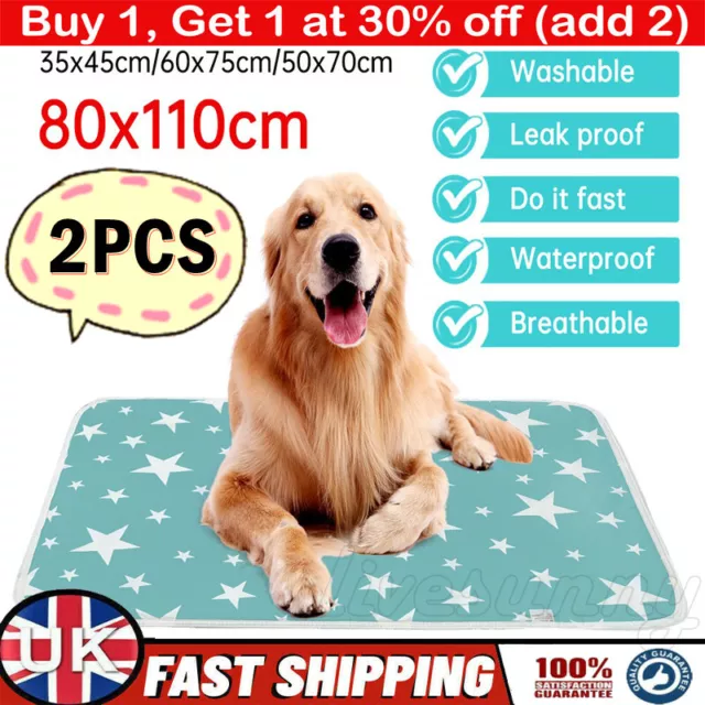 2pcs Washable Large Pet Pee Pad Mat Puppy Training Toilet Wee Cat/Dog Supplies&