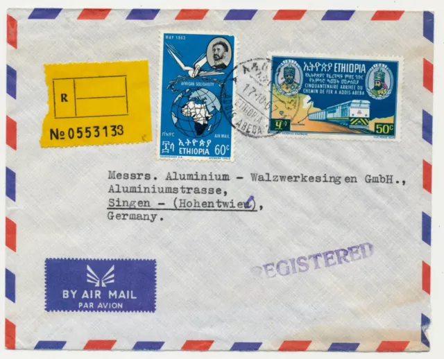 Äthiopien 1967 Mischfrankatur Eisenbahn Michel Nr. 454+554