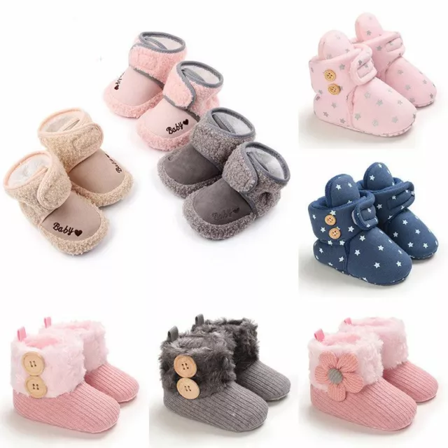 Crib Pram Shoes Winter Baby Girl 0-18M Newborn Warm Snow Booties Fur Lined Boots