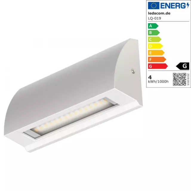 LED Wandleuchte / Treppenlicht SEGIN für außen, IP54, flach, Downlight matt, eck