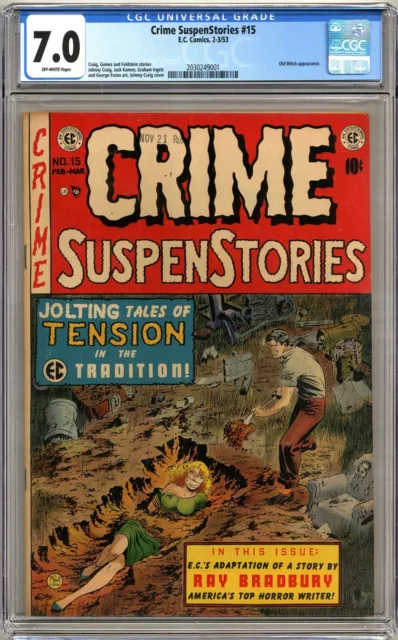 Crime Suspenstories #15 Cgc 7.0 Off-White Pages Ec Comics 1953