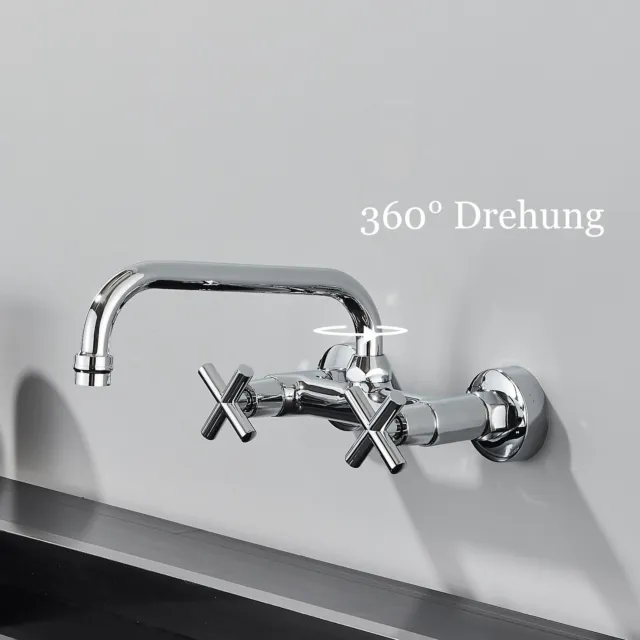 Waschtischarmatur Wandmontage Spültischarmatur 360° Wasserhahn Küchenarmatur