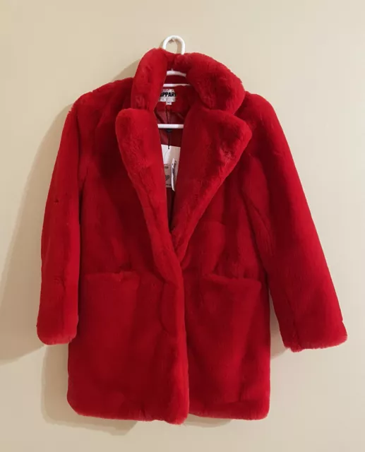Brand NWT APPARIS SOPHIE FAUX FUR JACKET IN SCARLET RED Size S
