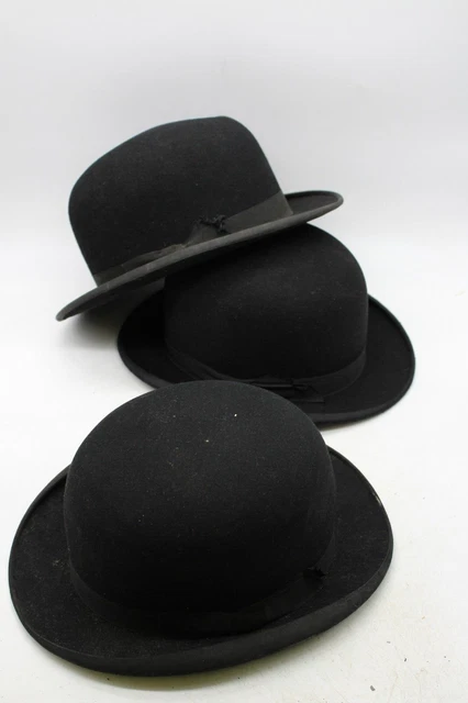 F x3 Vintage Bowler Hats Sizes Inc. 6 1/2, 6 1/2, 6 7/8, Falcon, Rowans etc