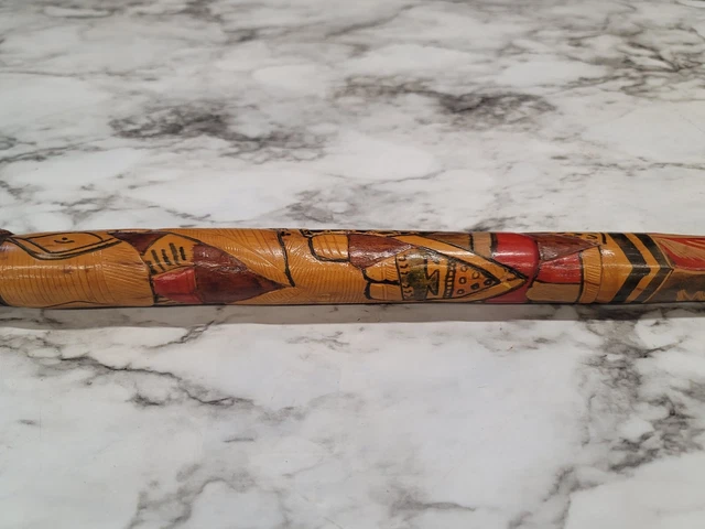 Indian Brave Chief Walking Stick Cane Painted Carved Handmade Wooden 3
