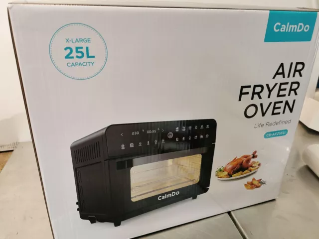 CalmDo Heißluftfritteuse 25L, 1800W Airfryer Backofen, Fritteuse Heißluft, Toast