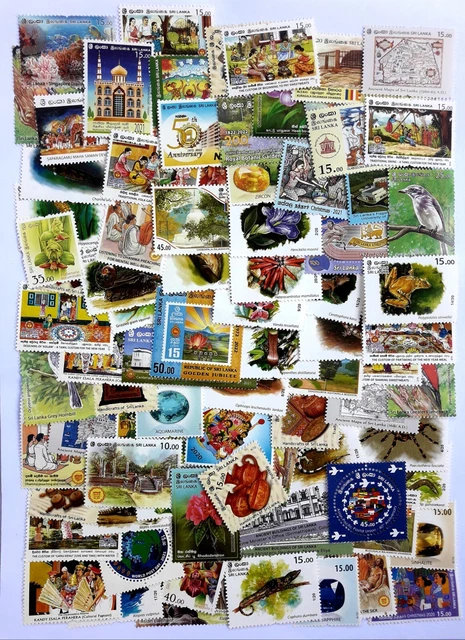 DIFFERENT POSTAGE STAMPS used in Sri Lanka, 100 Different stamps ...