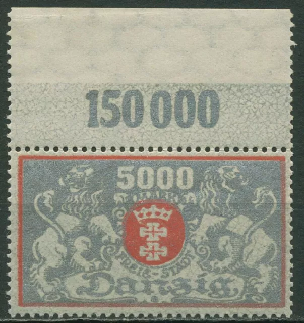 Danzig 1923 Großes Staatswappen mit Oberrand (vorgefaltet) 122 OR postfrisch