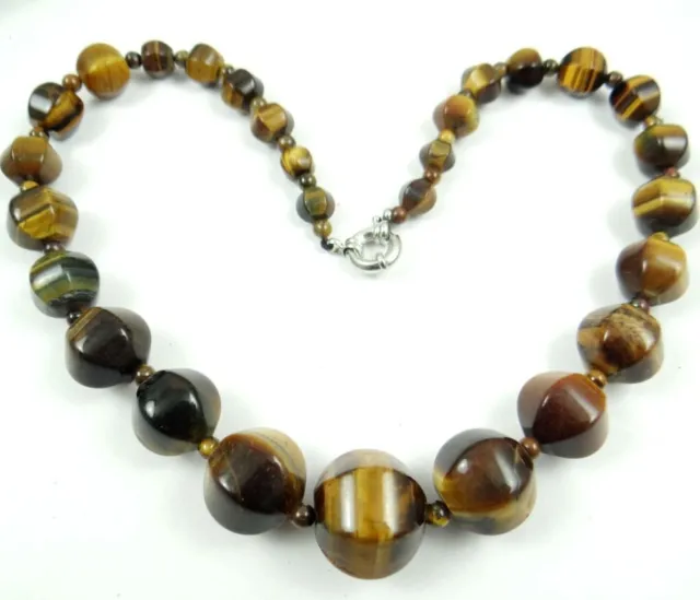 Très beau collier oeil de tigre ,perle 0.6 à 20 mm,bijoux,lithothérapie,cadeau
