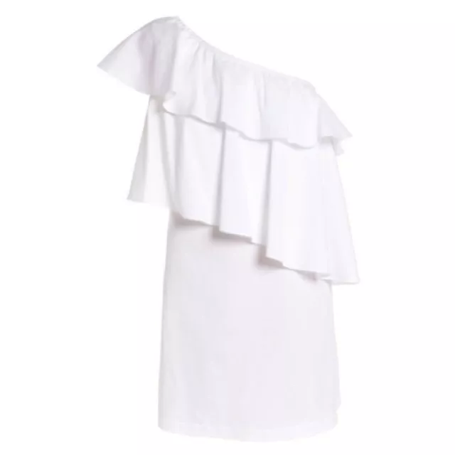 NWT Chelsea28 Womens One Shoulder White Ruffle Tiered Dress Sz XS