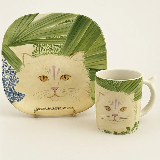 レアMinou-ettes by C. Pradalie - 1985 Cat One Vintage Minou-ettes Porcelain Cat Plate by C. Pradalie