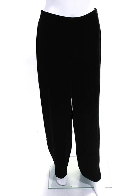 Armani Collezioni Women's Low Rise Zip Up Velvet Wide Leg Pants Black Size 12