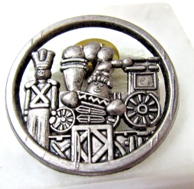 Fun Pewter Toys Soldier Train Lapel Style Pin Tack Signed Hmk 1998 Collectible