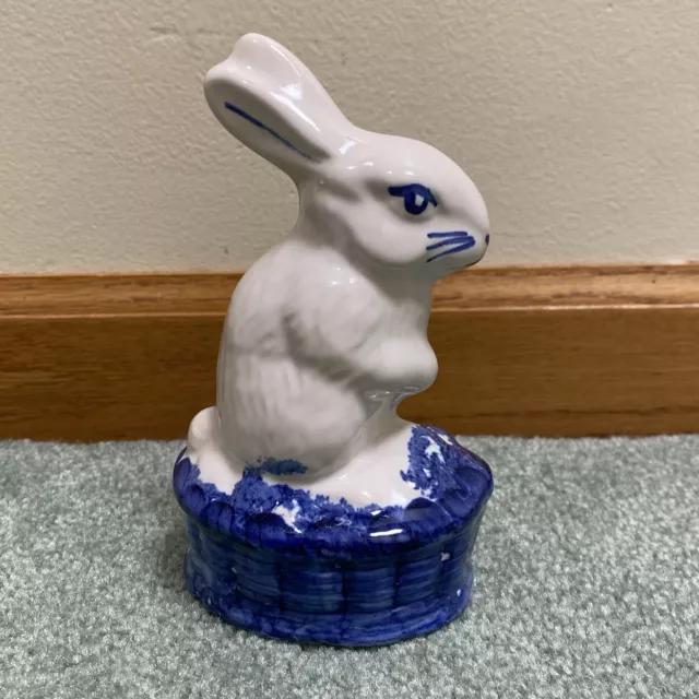 Shard Pottery Maine EASTER BUNNY RABBIT Dover Maine Spongeware Figurine 5" EUC
