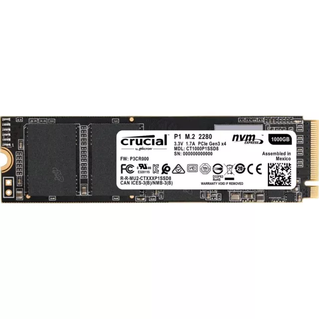 Crucial P1 int. NVMe M.2 SSD 1TB Gebrauchtware