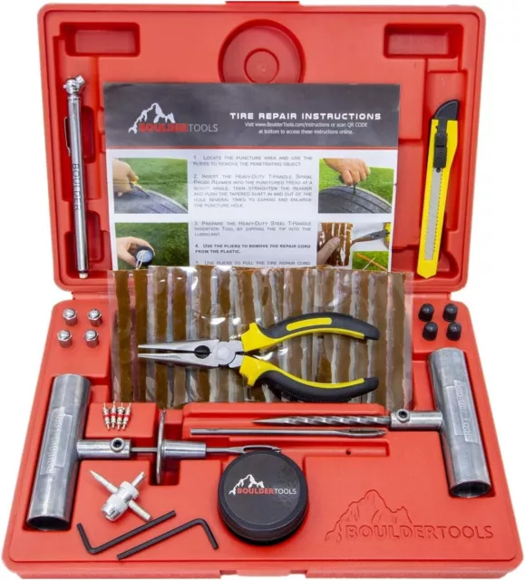 Boulder Tools - Heavy Duty Tire Repair Kit for Car Truck RV SUV ATV Motorcy