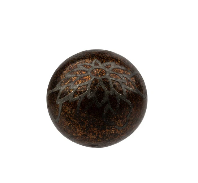 Antique Meiji Era Lacquer Chrysanthemum Decorated Ojime Bead