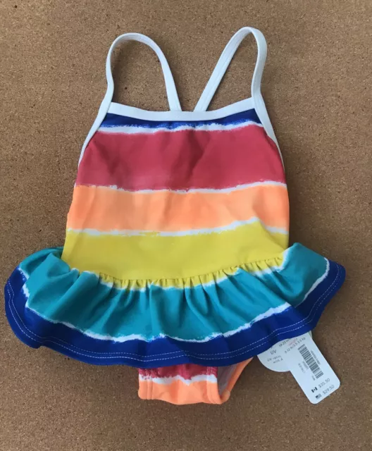 Gymboree Multi-Color Striped Rainbow One-Piece Swimsuit Baby Girl 0-3 Months NEW