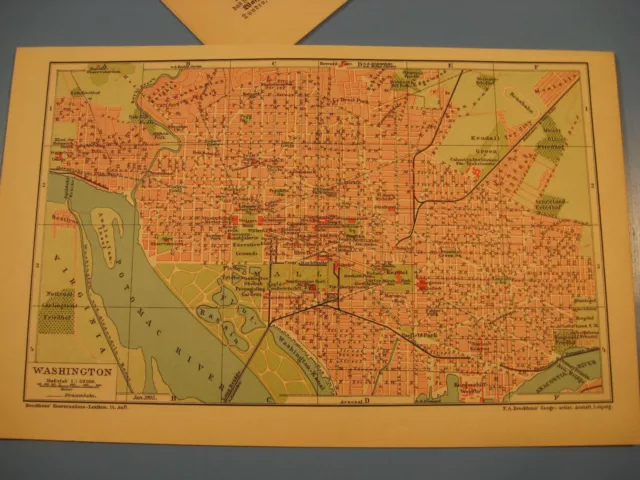 USA Washington.Antike Karte von 1905 Stadt,Straßenverz.plus Bericht.-Antique map