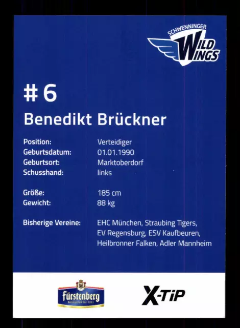 Benedikt Brückner Schwenninger Wildings Autogrammkartel Eishockey + A 165284 2