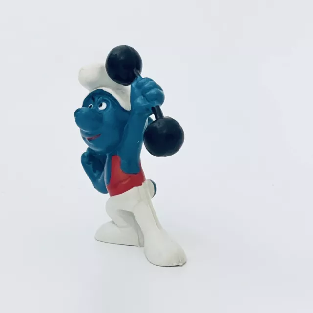 Smurfs Gymnast Barbell Weightlifter Smurf 20020 Figure Vintage 70s Figurine NICE 2