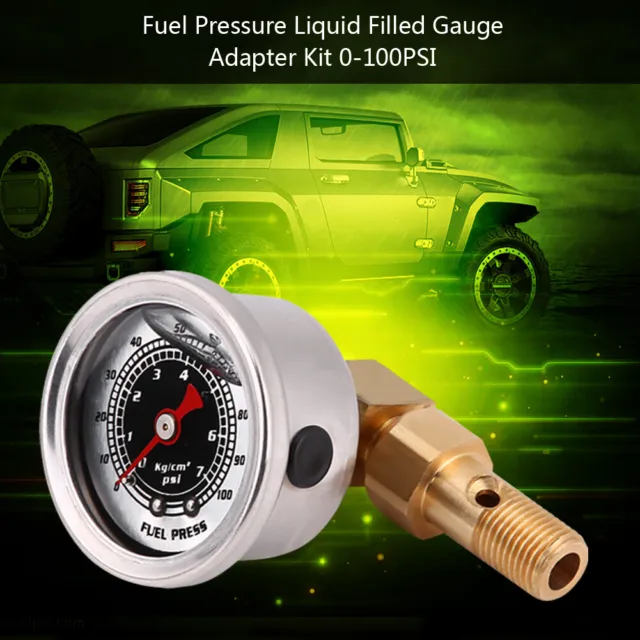 ⊹Universal Fuel Pressure Liquid Filled Regulator Gauge Adapter Kit 0-100PSI