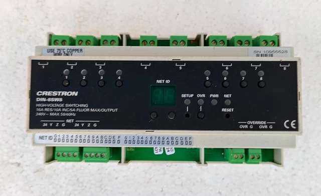 CRESTRON DIN-8SW8 HIGH-VOLTAGE Switching Relay Module 16A 240V~MAX 50 ...
