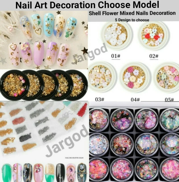 Nail art Decoration for false nail tips Chains/Moon/Star/Heart/Flower/Metallic