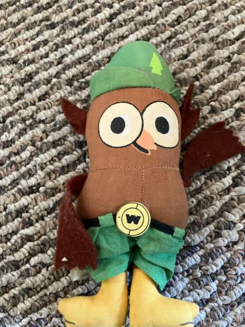 Vintage 1972 Knickerbocker Woodsy The Owl Give A Hoot Don't Pollute Plush Toy 6"