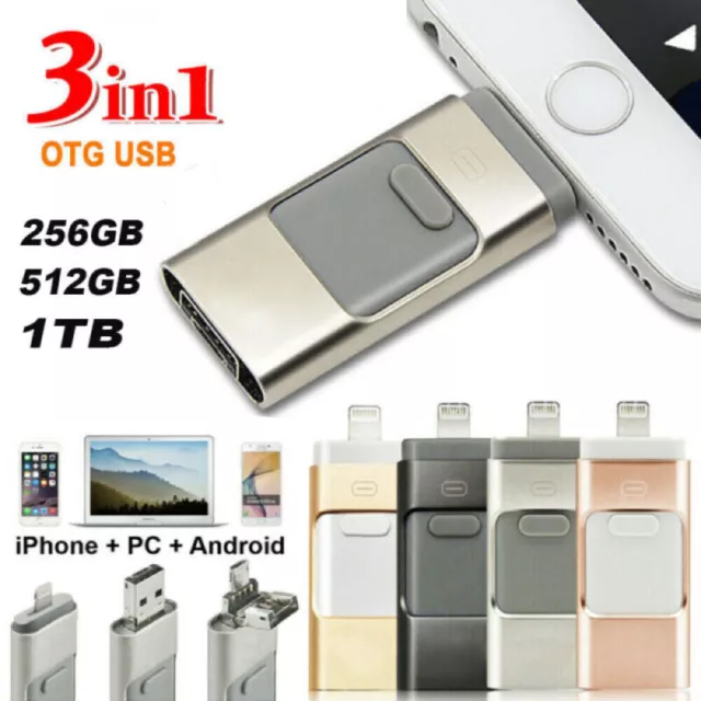 1TB 3 In 1 USB 3.0 OTG Memory Stick Flash Drive Speicherstick Für iPhone Android