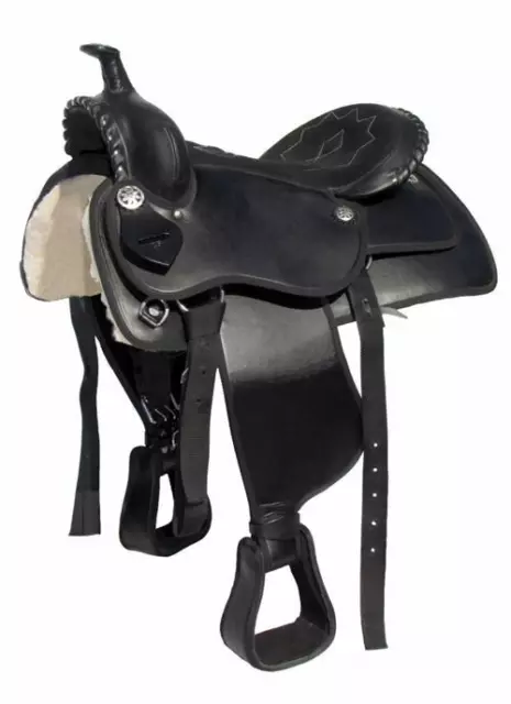 SALE 50% OFF Black Synthetic Western Saddle "Montana"  17" seats 6.5" gullet