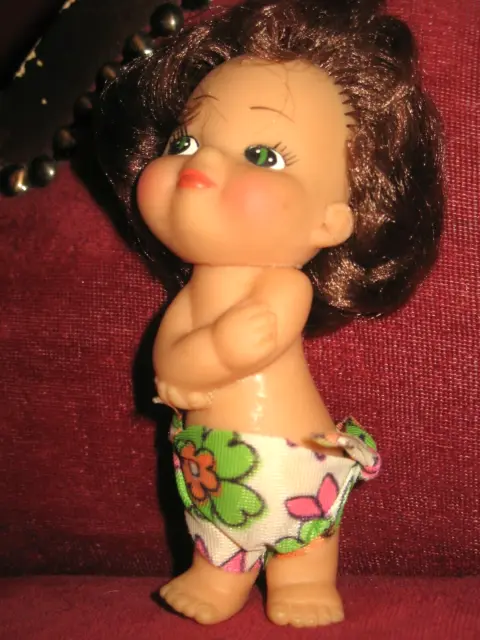 JAPAN Vintage alte KWAI Gummipuppe Nr. 2 Spardose HANDGEMALT 70er Doll Aufhängen