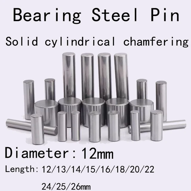 12mm Dia Bearing Steel Pin Solid Cylindrical Chamfering Dowel Pins 12mm-16mm L